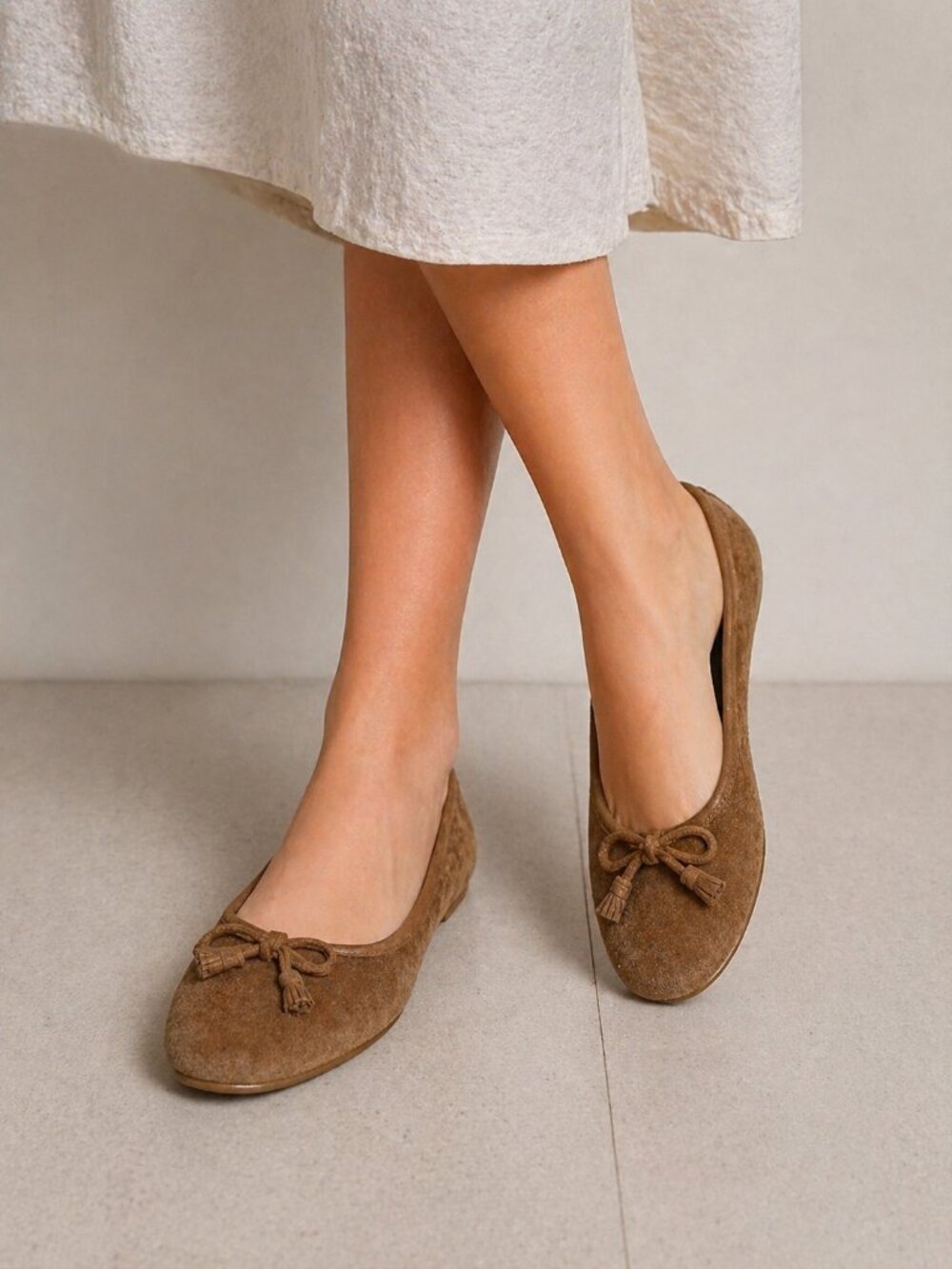 Crocs Brown Suede Ballet Flats Tassel Slip On Comfort Shoes Women’s US 9